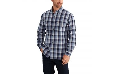 Image of Carhartt Fort Plaid Long Sleeve Shirt for Mens, Steel Blue, Extra Large/Regular 102816-437-REG-XL