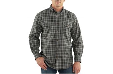 Image of Carhartt Fort Plaid Long-Sleeve Shirt - Men's-Black-Medium