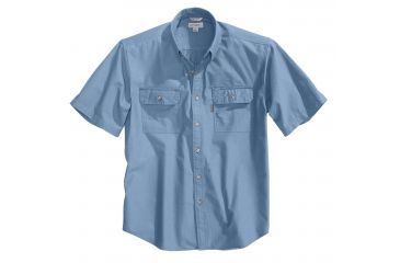 Image of Carhartt Fort Short Sleeve Shirt LW Chambray Bfnt - Mens, Black Chambray, S-REG, S200-CBL-REG-SML