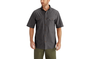 Image of Carhartt Fort Short Sleeve Shirt LW Chambray Bfnt - Mens, Black Chambray, XXL-REG S200-BKC-REG-XXL