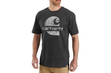 Image of Carhartt Heavyweight Short-Sleeve Logo Graphic T-Shirt - Mens, Carbon Heather, Small, 104387-CRH-REG-S