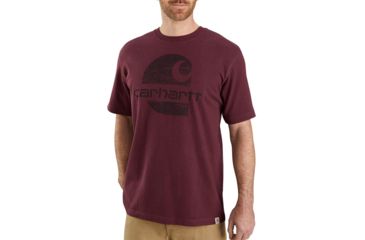 Image of Carhartt Heavyweight Short-Sleeve Logo Graphic T-Shirt - Mens, Port, Small, 104387-PRT-REG-S