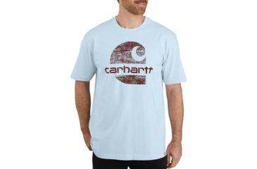 Image of Carhartt Heavyweight Short-Sleeve Logo Graphic T-Shirt - Mens, Soft Blue, Extra Large, 104387-I20-REG-XL