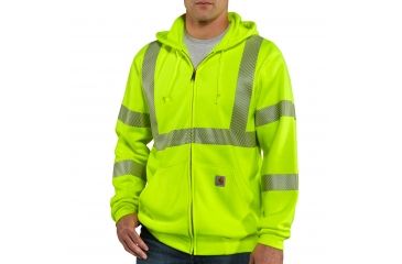 Image of Carhartt High-Visibilty Zip-Front Class 3 Sweatshirt, Brite Lime, Large/Regular 100503-323-REG-L