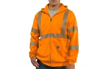 Image of Carhartt High-Visibilty Zip-Front Class 3 Sweatshirt, Brite Orange, 2XL/Regular 100503-824-REG-2XL