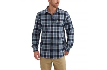 Image of Carhartt Hubbard Plaid Shirt for Mens, Steel Blue, Extra Large/Regular 102815-437-REG-XL