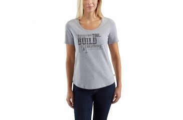 Image of Carhartt Lockhart Graphic Bld Anythng Short Sleeve Scp T-shirt - Womens, Heather Gray, L-REG 103057-034-REG-L