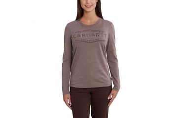 Image of Carhartt Lockhart Grphc Bult By Hnd Long Sleeve T-Shirt for Womens, Sparrow Nep, Extra Small/Regular 102763-552-REG-XS