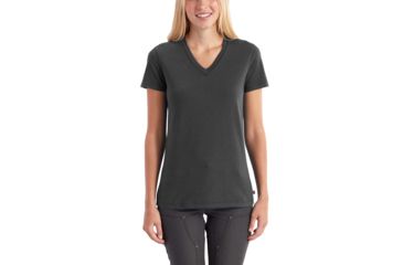 Image of Carhartt Lockhart Short Sleeve Vneck T-Shirt for Womens, Carbon Heather, 2XL/Regular 102452-026-REG-XXL