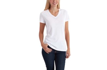 Image of Carhartt Lockhart Short Sleeve Vneck T-Shirt for Womens, White, Extra Large/Regular 102452-100-REG-XL