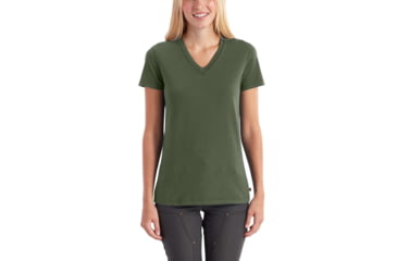 Image of Carhartt Lockhart Short Sleeve Vneck T-Shirt for Womens, Grape Leaf Heather, Small/Regular 102452-375-REG-S