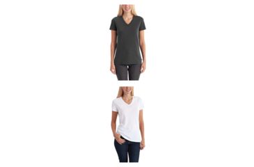 Image of Carhartt Lockhart Short Sleeve Vneck T-Shirt for Womens, Carbon Heather, White