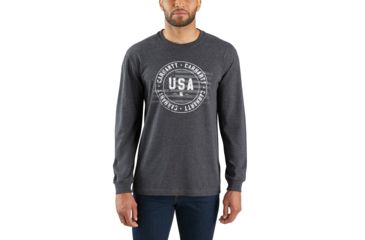Image of Carhartt Lubbock Carhartt USA Graphic Long Sleeve T-Shirt - Mens, Carbon Heather, Medium, 103847-026REGMA