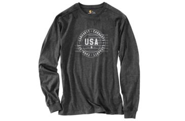 Image of Carhartt Lubbock Carhartt USA Graphic Long Sleeve T-Shirt - Mens, Carbon Heather, Medium, 103847-026REGMA