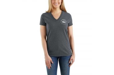 Image of Carhartt Lubbock Graphic USA Logo Short Sleeve V-neck T-shirt - Womens, Carbon Heather, XXL-REG 103058-026-REG-XXL