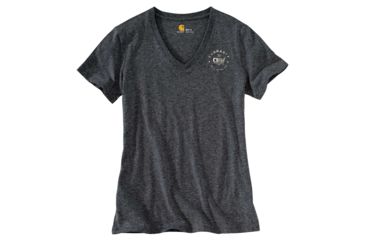 Image of Carhartt Lubbock Graphic USA Logo Short Sleeve V-neck T-shirt - Womens, Carbon Heather, XXL-REG 103058-026-REG-XXL