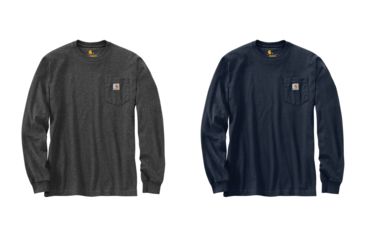 Image of Carhartt M Workwear Mountain Ptch Grpc Long Sleeve Pkt TS - Men's, Carbon Heather, Navy