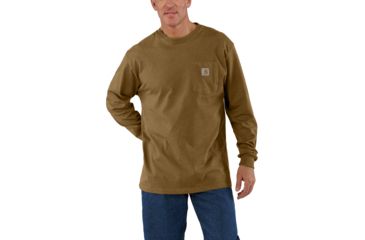 Image of Carhartt M Workwear Pocket Long Sleeve T Shirt - Mens, Oiled Walnut Heather, Large, K126-B00REGLRGA