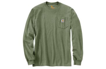 Image of Carhartt M Workwear Pocket Long Sleeve T Shirt - Mens, Olivine Heather, Large, K126-G01REGLRGA
