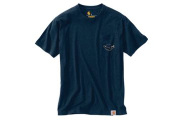 Image of Carhartt Maddock Carhartt Strong Graphic Pocket Short Sleeve Tee - Mens, Indigo Heather, 2XL-Regular, 103565-411-2XL-REG