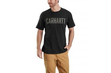 Image of Carhartt Maddock Graphic Camo Block Logo Short Sleeve T-shirt - Mens, Black, 2XL-REG 103187-001-REG-2XL