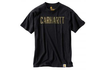 Image of Carhartt Maddock Graphic Camo Block Logo Short Sleeve T-shirt - Mens, Black, 2XL-REG 103187-001-REG-2XL