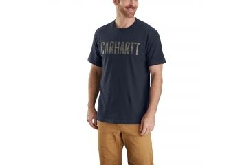 Image of Carhartt Maddock Graphic Camo Block Logo Short Sleeve T-shirt - Mens, Navy, XL-REG 103187-412-REG-XL