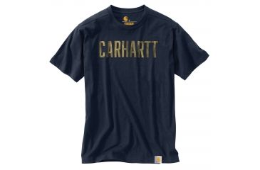 Image of Carhartt Maddock Graphic Camo Block Logo Short Sleeve T-shirt - Mens, Navy, XL-REG 103187-412-REG-XL