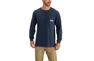 Image of Carhartt Maddock Graphic Great Outdoors Long Sleeve T-Shirt for Mens, Navy, Extra Large/Regular 102862-412-REG-XL