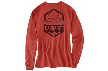 Image of Carhartt Maddock Graphic Great Outdoors Long Sleeve T-Shirt for Mens, Chili Heather, Medium/Regular 102862-641-REG-M