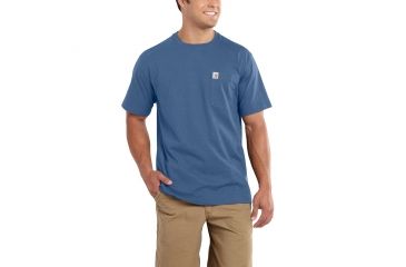 Image of Carhartt Maddock Pocket Short Sleeve T-Shirt for Mens, Tidal Blue Heather, Medium/Regular 101125-467-REG-M