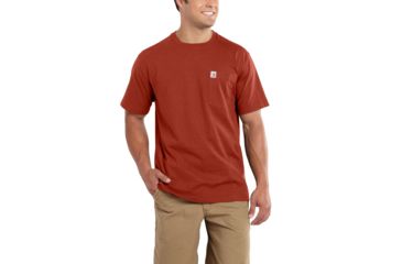Image of Carhartt Maddock Pocket Short Sleeve T-Shirt for Mens, Chili Heather, Medium/Regular 101125-641-REG-M
