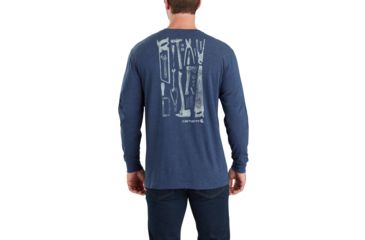 Image of Carhartt Maddock Tool Graphic Pocket Long Sleeve Tshirt-Men's, Indigo Heather, Small, Regular, 103305-411-REG-S