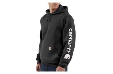 Image of Carhartt Midweight Hooded Logo Sweatshirt - Mens-Black-Large