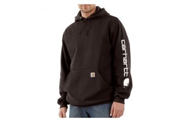 Image of Carhartt Midweight Hooded Logo Sweatshirt - Mens-Dark Brown-Large
