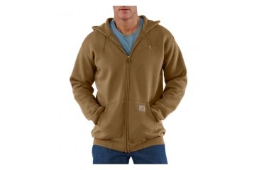 Image of Carhartt Midweight Hooded Zip-Front Sweatshirt - Men's-Brown Boot-Medium-Regular