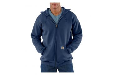 Image of Midweight Hooded Zip-Front Sweatshirt - Mens-New Navy-Large-Regular