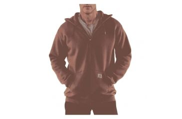 Image of Midweight Hooded Zip-Front Sweatshirt - Mens-Charcoal Heather-X-Large-Tall
