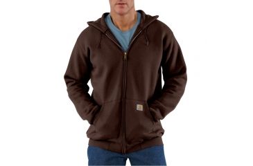 Image of Midweight Hooded Zip-Front Sweatshirt - Mens-Dark Brown-Large-Regular