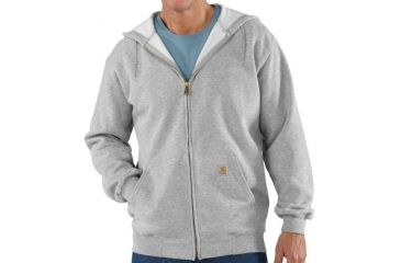 Image of Midweight Hooded Zip-Front Sweatshirt - Mens-Heather Grey-Large-Regular