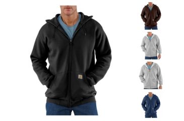 Image of Carhartt Midweight Hooded Zip-Front Sweatshirt - Mens, Black, Dark Brown, Heather Gray, Heather Grey, New Navy
