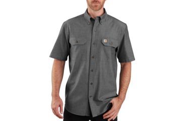 Image of Carhartt Midweight Short-Sleeve Button-Front Shirt - Mens, Black Chambray, Medium, 104369-BKC-REG-M