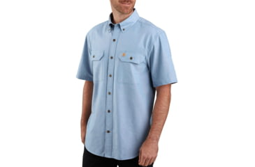 Image of Carhartt Midweight Short-Sleeve Button-Front Shirt - Mens, Blue Chambray, Large, 104369-CBL-REG-L