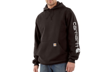 Image of Carhartt Midweight Signature Sleeve Logo Swtsh Hdd-Mens, Dark Brown, 4XLarge, Tall, K288-DKB-TLL-4XL