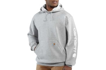 Image of Carhartt Midweight Signature Sleeve Logo Swtsh Hdd-Mens, Heather Gray, 4XLarge, Tall, K288-HGY-TLL-4XL