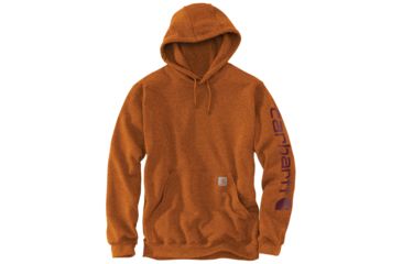 Image of Carhartt MW Signature Sleeve Logo Hooded Swtsh - Mens, Amberwood Heather, 2XL, K288-O03REGXXLA