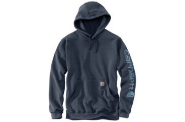 Image of Carhartt MW Signature Sleeve Logo Hooded Swtsh - Mens, Bluestone, Large, K288-BLSREGLRGA
