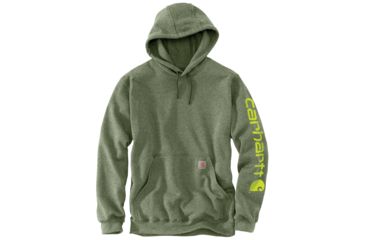 Image of Carhartt MW Signature Sleeve Logo Hooded Swtsh - Mens, Olivine Heather, Medium, K288-G01REGMEDA