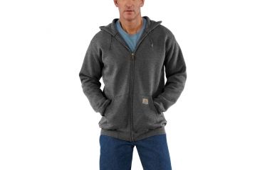 Image of Carhartt Midweight Hooded Zip-Front Sweatshirt - Men's, Carbon Heather, XXL-REG, K122-026-REG-XXL