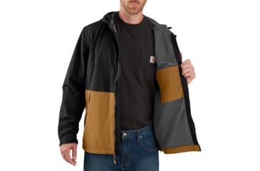 Image of Carhartt OJ039 Storm Defender Nylon Jacket - Mens, Black/Carhartt Brown, Small, 104039-N05-REG-S